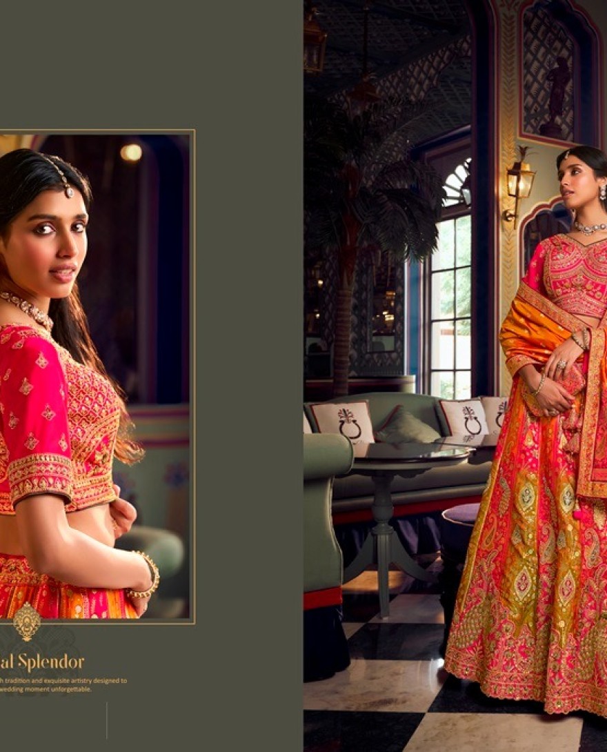 10380 - Adorable Embroidered Banarasi Multi Colour Designer Lehenga Choli